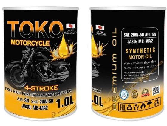 TOKO 20W50 API SN SYNTHETIC 0.8L/BOTTLE, 1BOX=24BOTTLES.